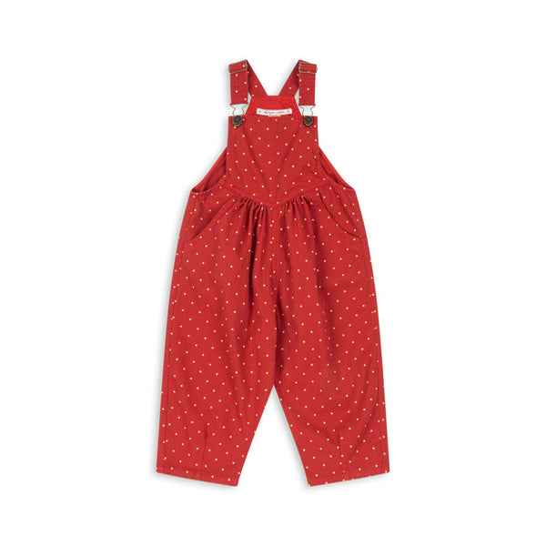 Nola Polkadot Classic Denim Dungarees (Strawberry Dot)