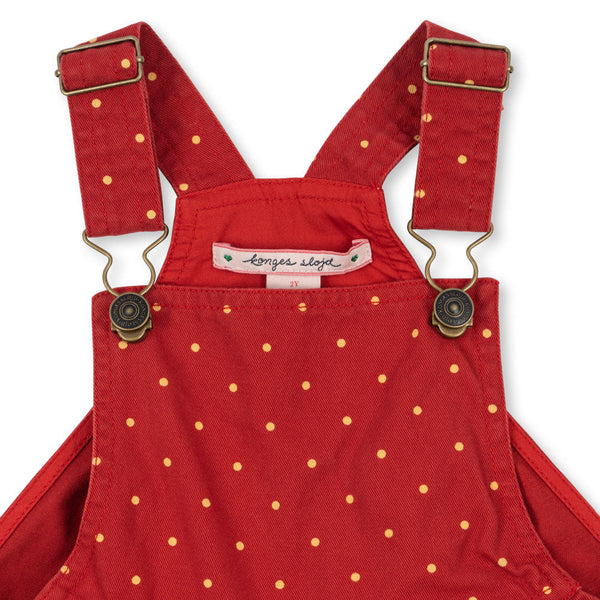 Nola Polkadot Classic Denim Dungarees (Strawberry Dot)