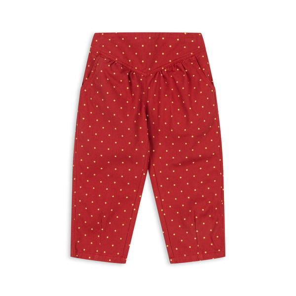 Nola Polkadot Balloon Leg Cotton Trousers (Strawberry Dot)