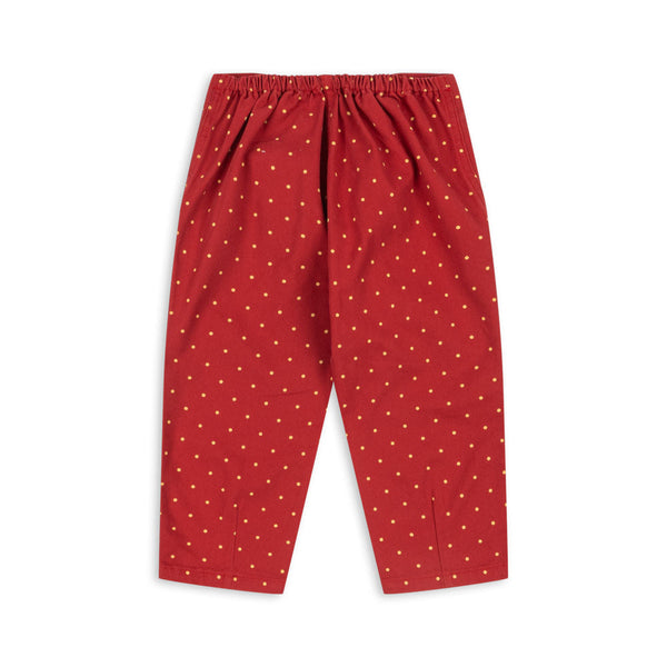 Nola Polkadot Balloon Leg Cotton Trousers (Strawberry Dot)