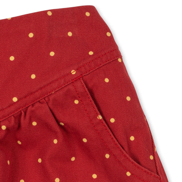 Nola Polkadot Balloon Leg Cotton Trousers (Strawberry Dot)