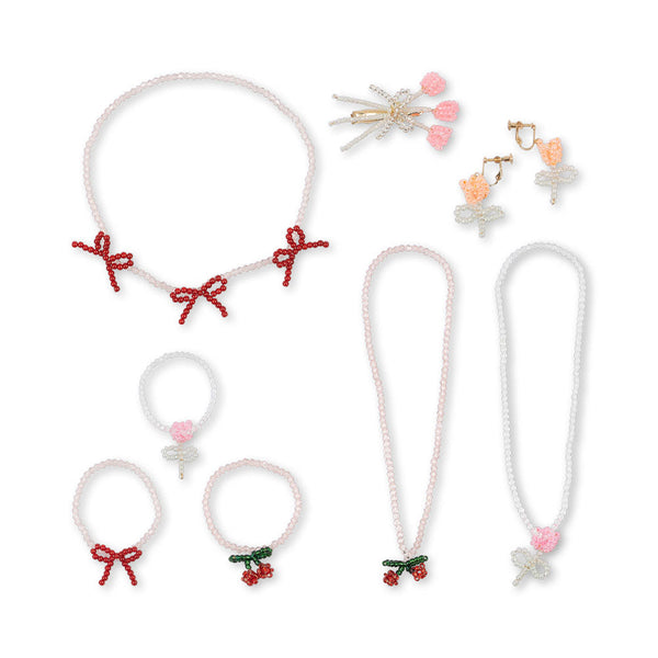 All I Wish For Velvet Cherry Jewellery Box + Beaded Set (Bottle Green)