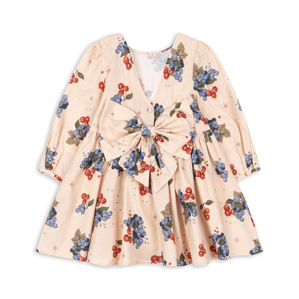 Avi Winter Berry Print Bow Back Cotton Dress (Cremona)