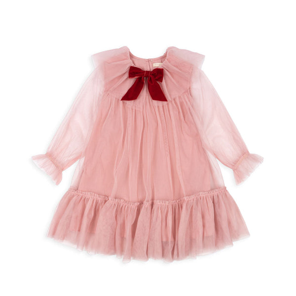 Bow Tulle Occasion Dress (Mellow Rose)