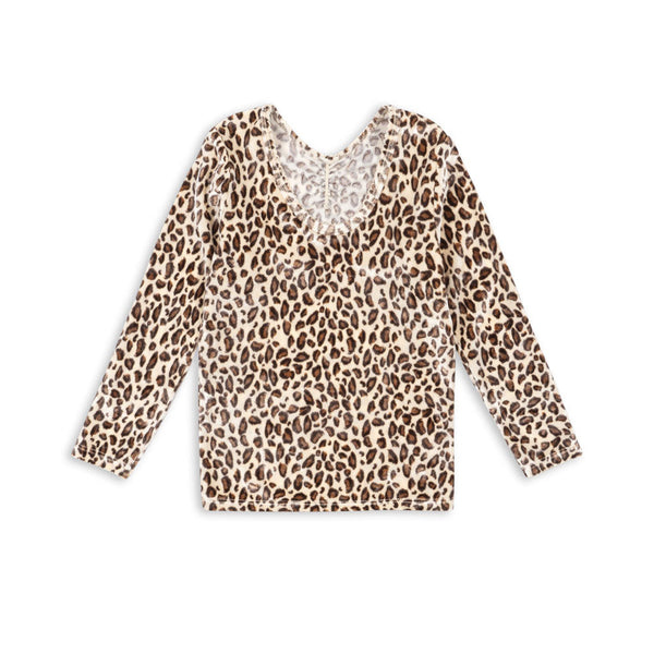 Carlito Leopard Print Velvet Tee Blouse