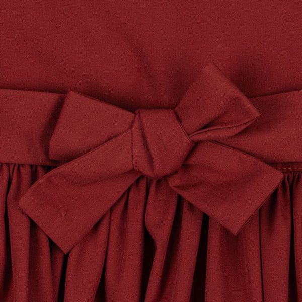 Coeur Collar Cotton Long Sleeve Dress (Red Dahlia)