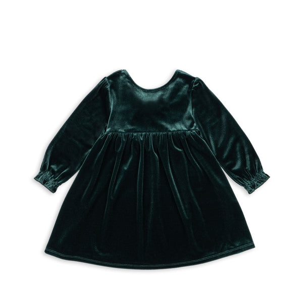Gia Velvet Bow Dress (Pine Grove)