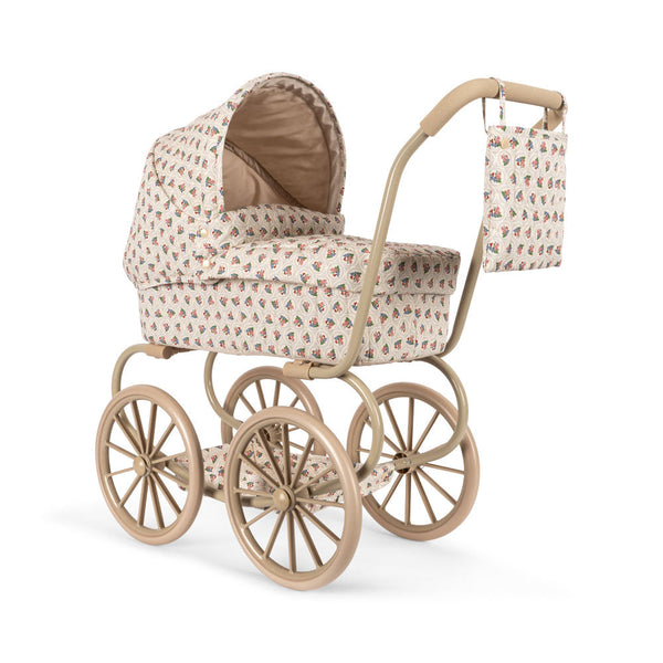 Minnie Floral Print Vintage Traditional Dolls Pram (Verona Blues)