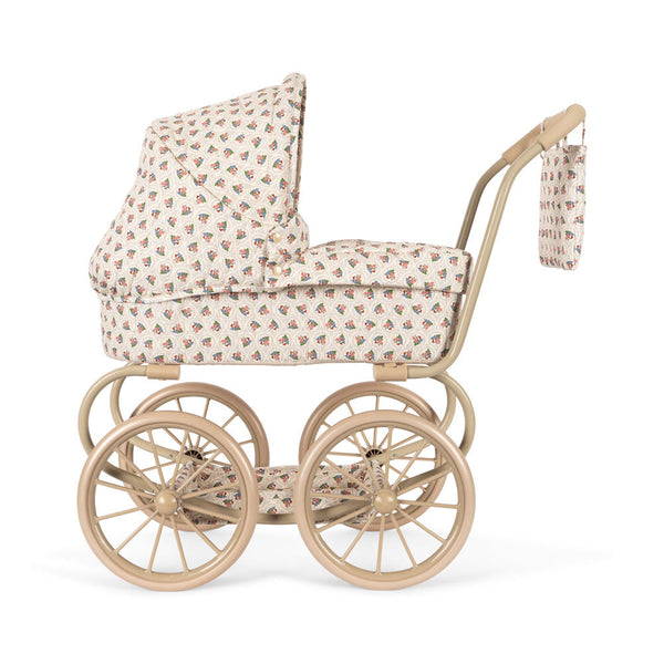 Minnie Floral Print Vintage Traditional Dolls Pram (Verona Blues)