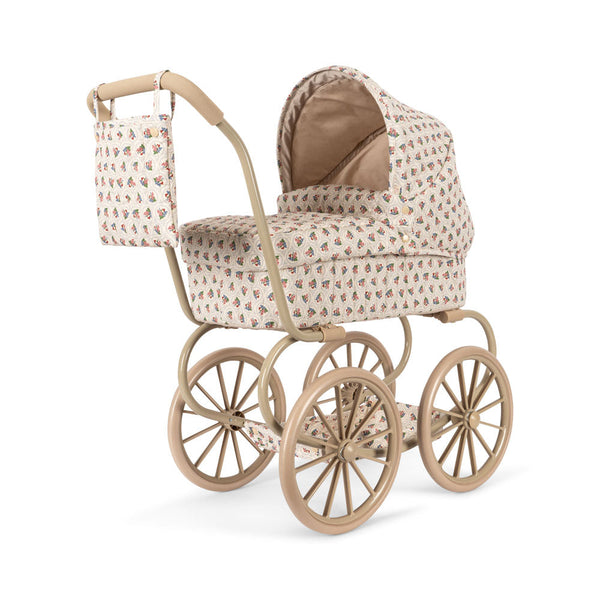 Minnie Floral Print Vintage Traditional Dolls Pram (Verona Blues)