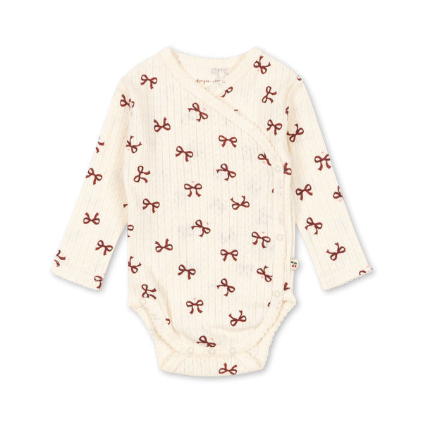 Minnie Bow Print Cotton Pointelle Baby Bodysuit
