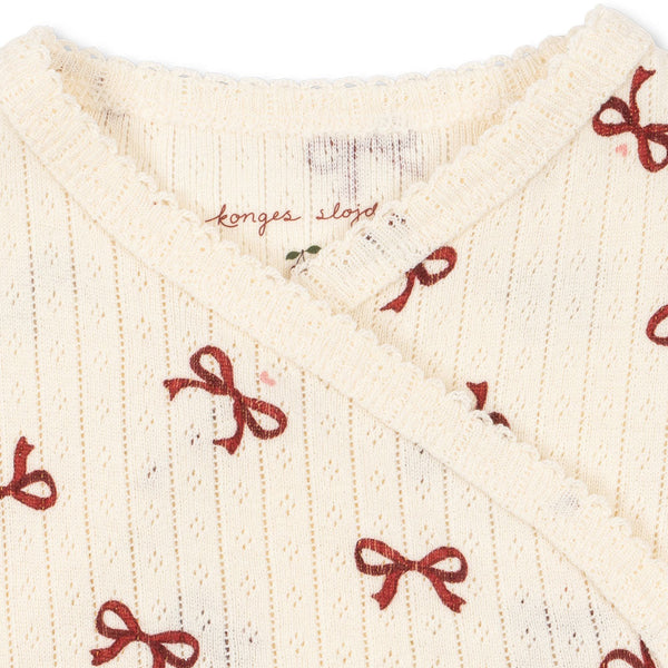 Minnie Bow Print Cotton Pointelle Baby Bodysuit