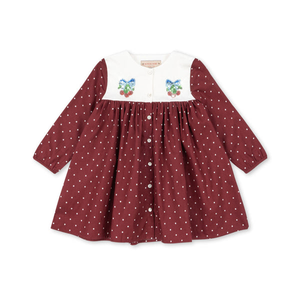 Muna Cotton Smock Polkadot Dress (Cabernet Dot)