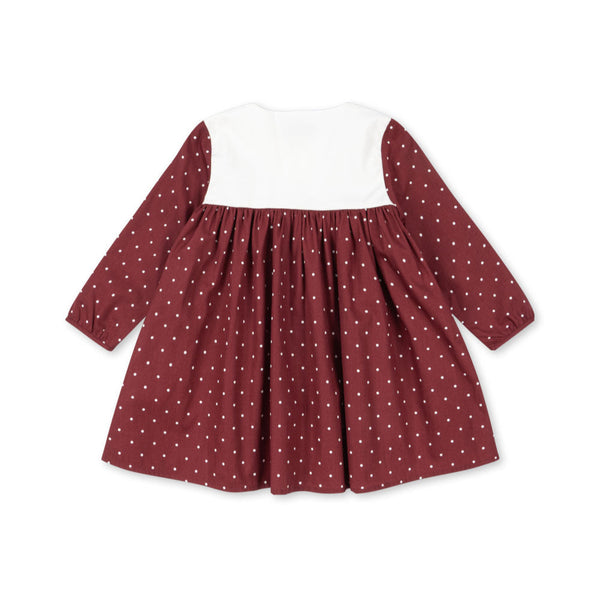 Muna Cotton Smock Polkadot Dress (Cabernet Dot)
