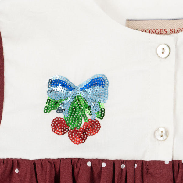 Muna Cotton Smock Polkadot Dress (Cabernet Dot)