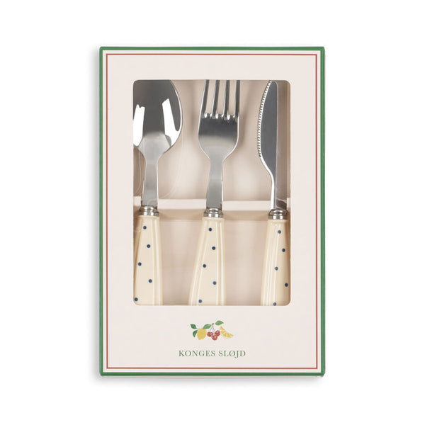 Cherry Print Cutlery Set (Navy Dot)
