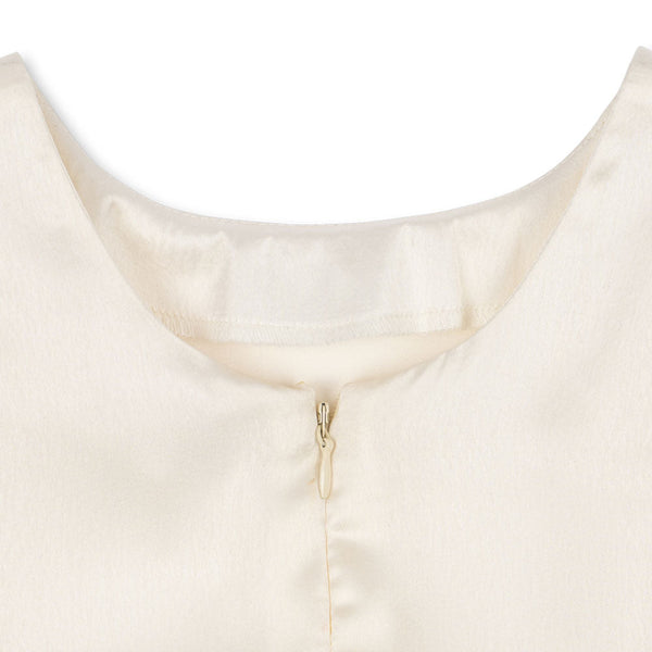 Celeste Puff Sleeve Longline Occasion Dress (Shortbread)