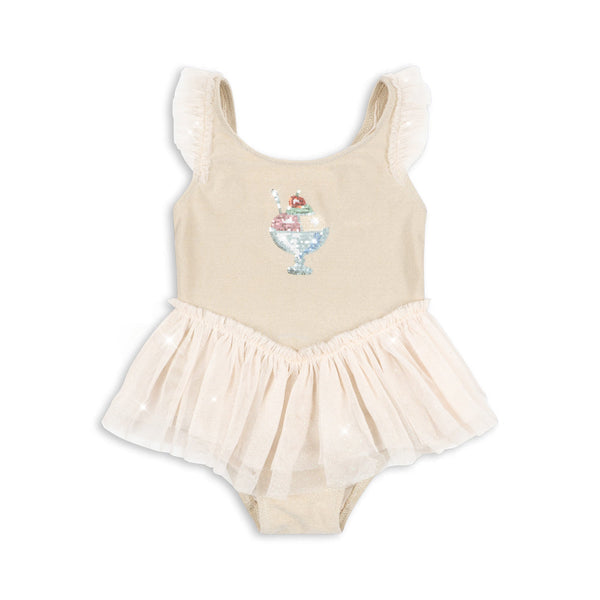 Amandine Gelato Print Glittery Tutu Swimsuit (Rosewater)