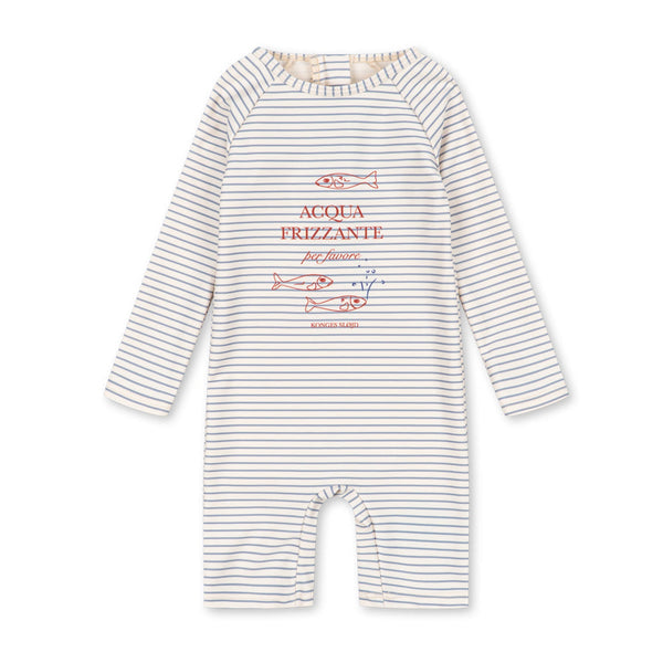 Aster Stripe Rash Guard Swim Onesie (Blue)