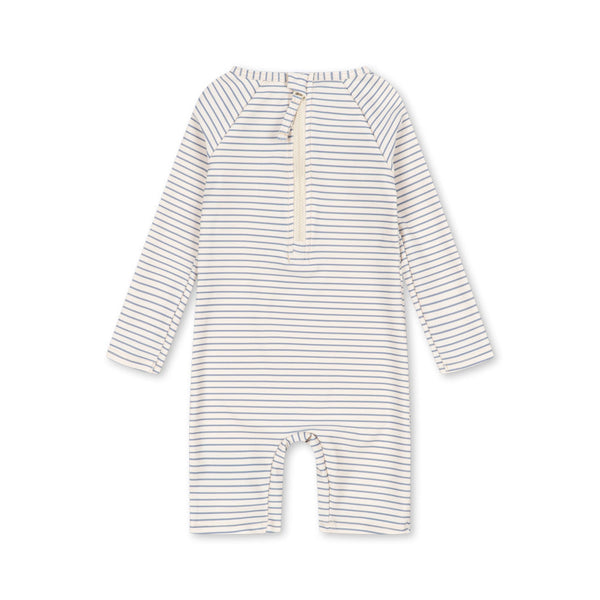 Aster Stripe Rash Guard Swim Onesie (Blue)