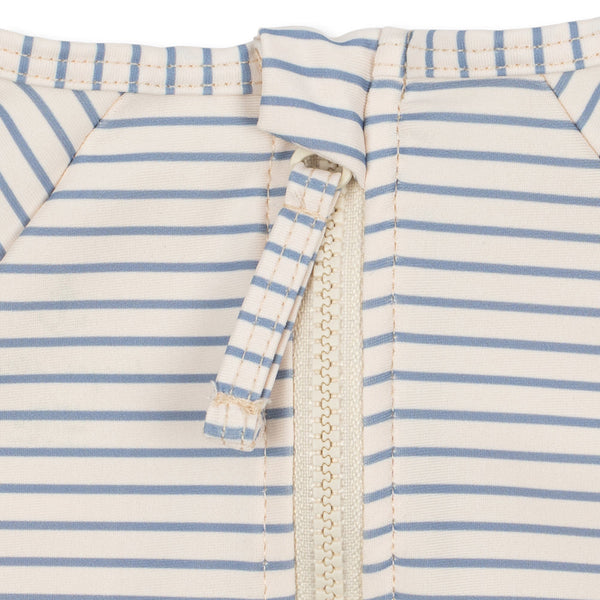 Aster Stripe Rash Guard Swim Onesie (Blue)