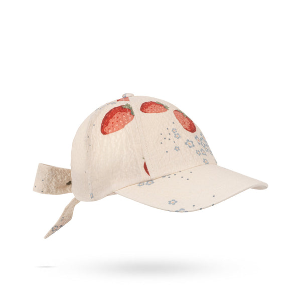 Ava Strawberry Print Bow Cap (Marmelade Sun)