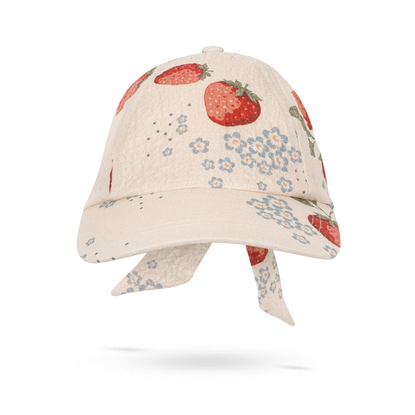 Ava Strawberry Print Bow Cap (Marmelade Sun)