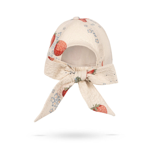 Ava Strawberry Print Bow Cap (Marmelade Sun)
