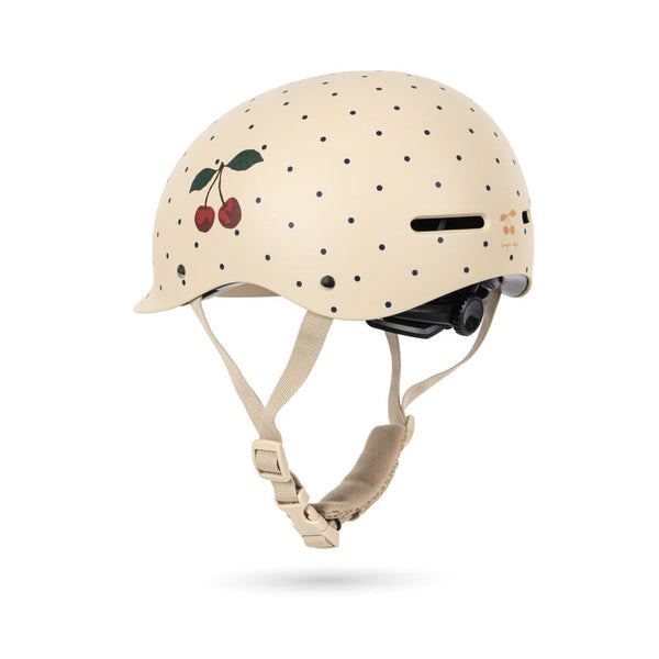 Polka Dot Cherry Print Bicycle Helmet (Navy Dot)