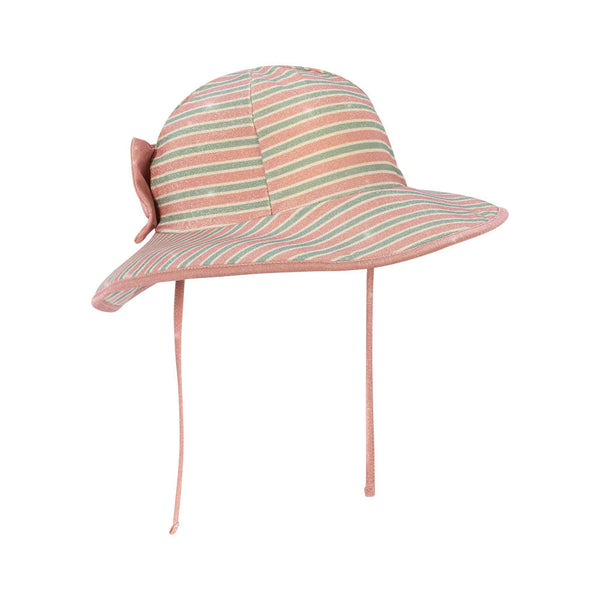Bowwow Striped Swim Hat with Bow (Blush Stripe)
