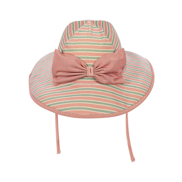 Bowwow Striped Swim Hat with Bow (Blush Stripe)