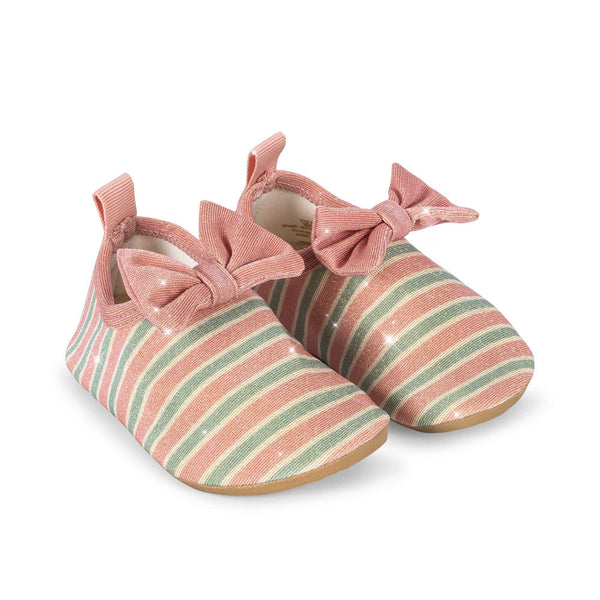 Bowwow Striped Bow Swim Shoes (Blush Stripe)
