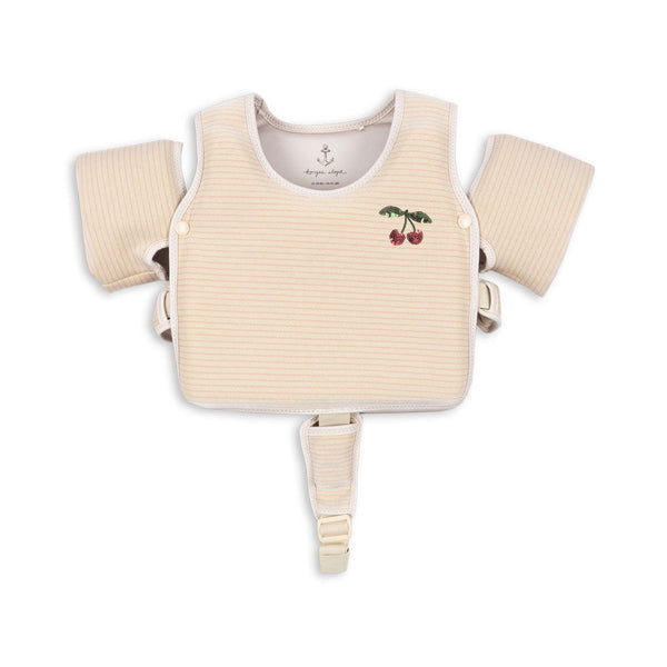 Hollis Cherry Print Swim Float Vest with Removable Water Wings (Rose Stripe)