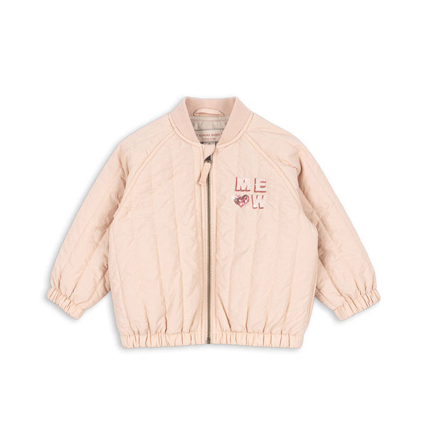 Juno Kitty Print Quilted Bomber Jacket (Cameo Rose)