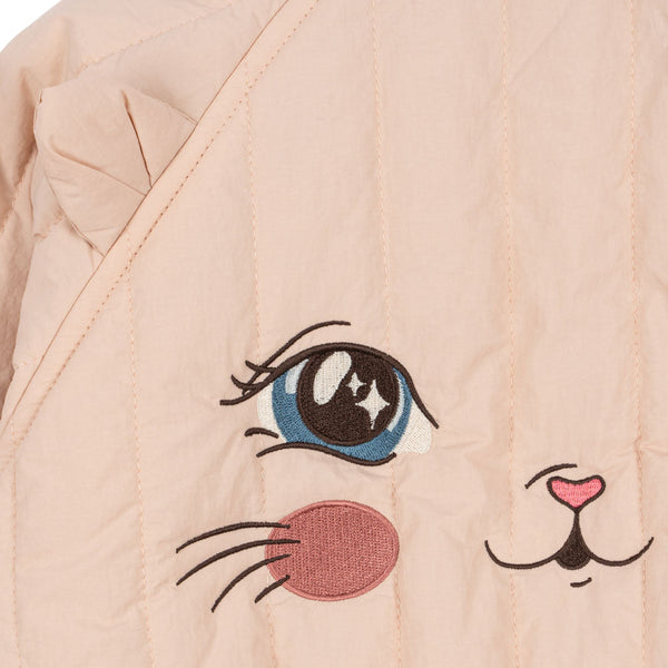 Juno Kitty Print Quilted Bomber Jacket (Cameo Rose)
