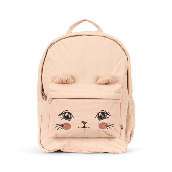 Juno Embroidered Kitty Quilted Backpack (Cameo Rose)