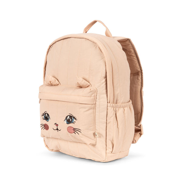 Juno Embroidered Kitty Quilted Backpack (Cameo Rose)