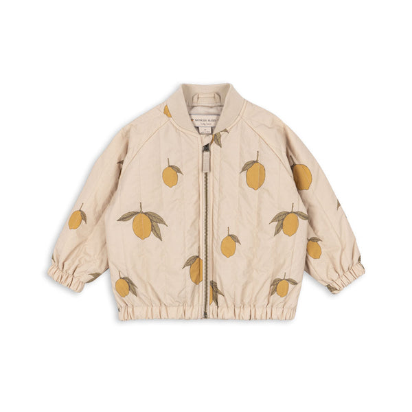 Juno Lemon Print Quilted Bomber Jacket (Mon Grand Citron)