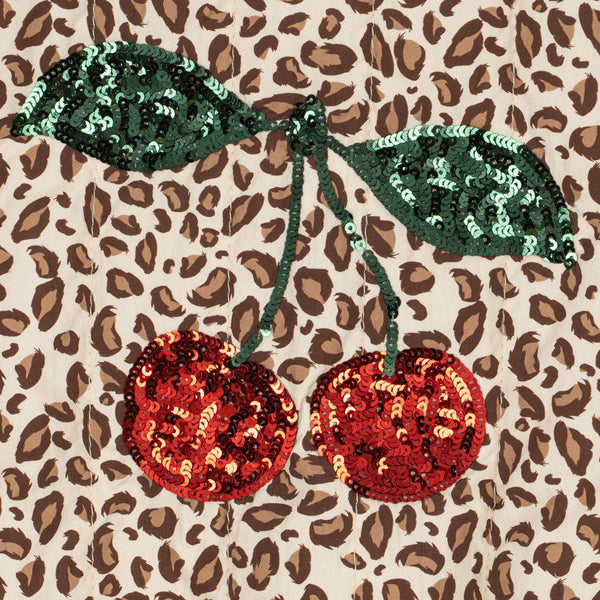 Juno Cherry Sequin Quilted Bomber Jacket (Leo)