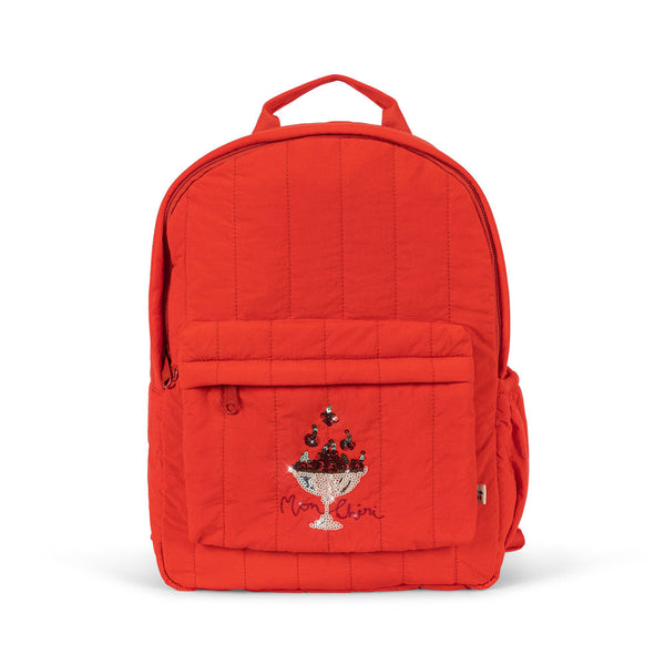 Juno Sequin Cherry Quilted Backpack (Fiery Red)