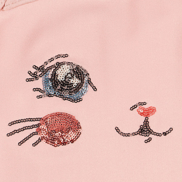 Kitty Face Bow Back Swimsuit (Powder Pink)