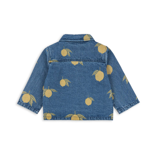 Magot Lemon Print Cotton Denim Jacket (Lemon Denim)