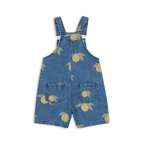 Magot Lemon Print Cotton Denim Short Dungarees (Lemon Denim)