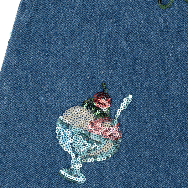 Magot Sequin Gelato Strappy Denim Dress