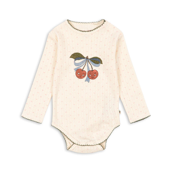 Minnie Cherry Print Cotton Pointelle Baby Bodysuit (Minnie Coeur)