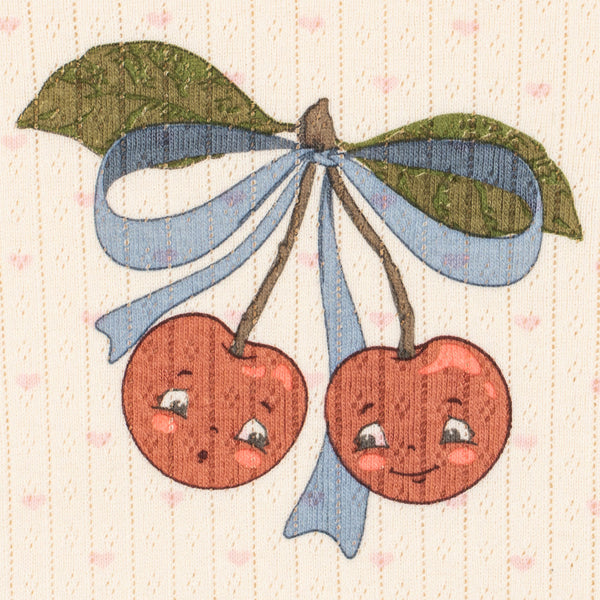 Minnie Cherry Print Cotton Pointelle Baby Bodysuit (Minnie Coeur)