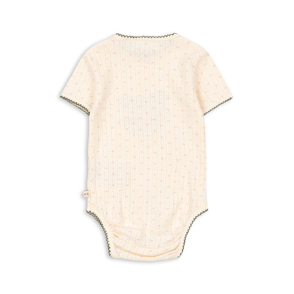 Minnie Cherry Print Cotton Pointelle Baby Short Sleeve Bodysuit (Minnie Coeur)