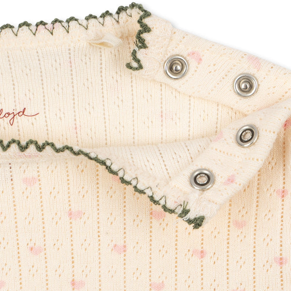 Minnie Cherry Print Cotton Pointelle Baby Short Sleeve Bodysuit (Minnie Coeur)