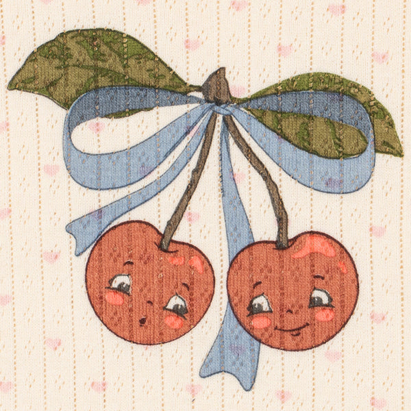 Minnie Cherry Print Cotton Pointelle Baby Short Sleeve Bodysuit (Minnie Coeur)