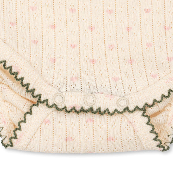 Minnie Cherry Print Cotton Pointelle Baby Short Sleeve Bodysuit (Minnie Coeur)